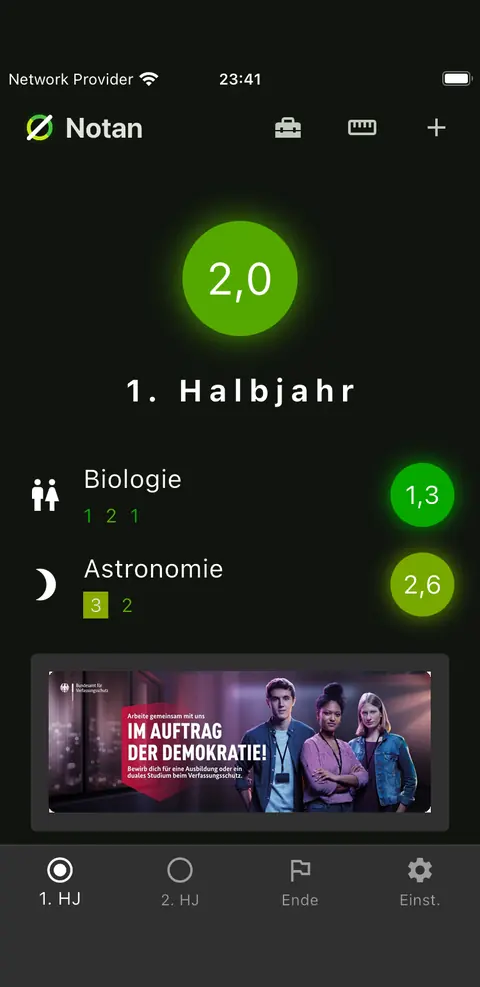 Notan: Banner auf der Startseite